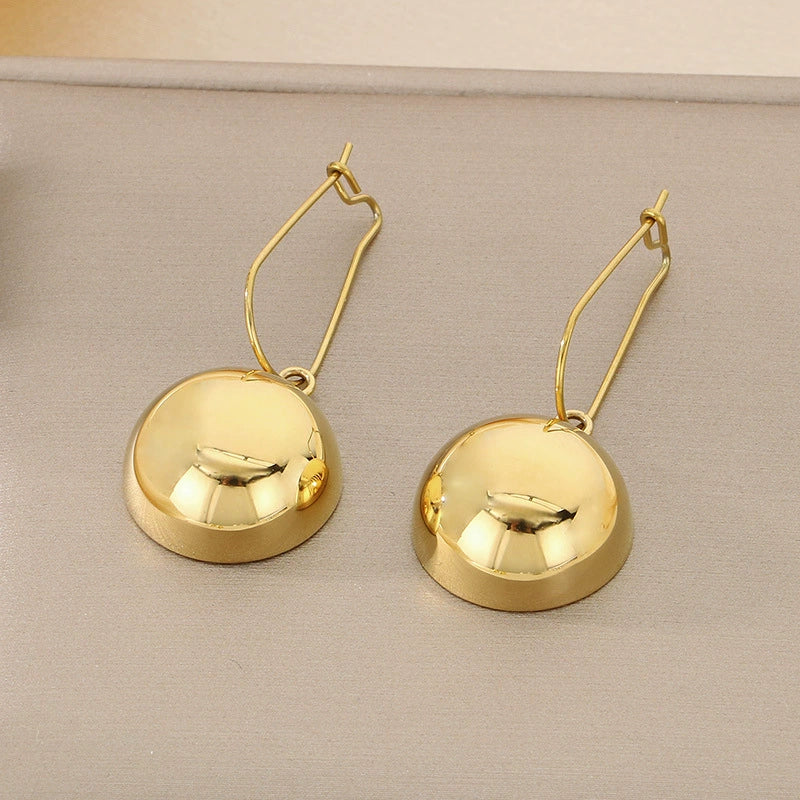 Wholesale Stainless Steel And Titanium Steel Hemisphere Hollow Electroplated Earrings For Women Minimalist Style - Image 12