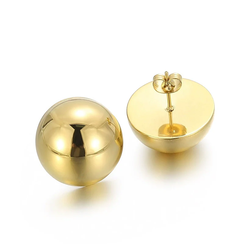 Wholesale Stainless Steel And Titanium Steel Hemisphere Hollow Electroplated Earrings For Women Minimalist Style - Image 2