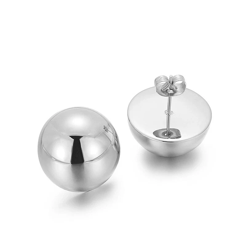 Wholesale Stainless Steel And Titanium Steel Hemisphere Hollow Electroplated Earrings For Women Minimalist Style - Image 5