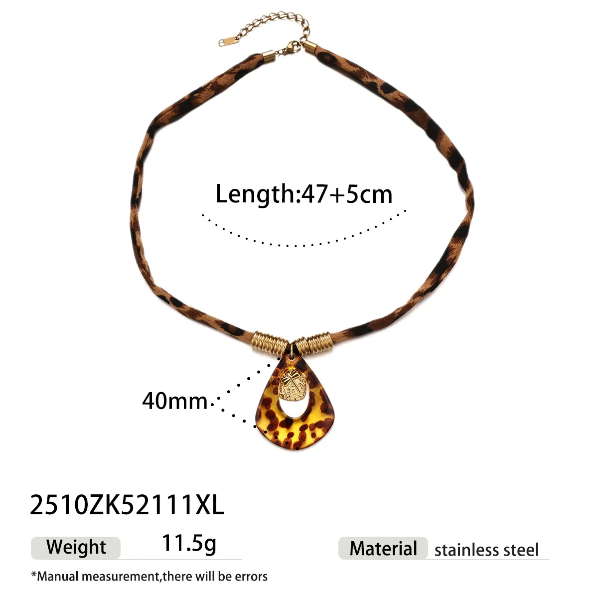 Wholesale Stainless Steel And Titanium Steel Leopard Print Electroplated Braided Rope And Sweater Chain Necklace For Women - Image 7