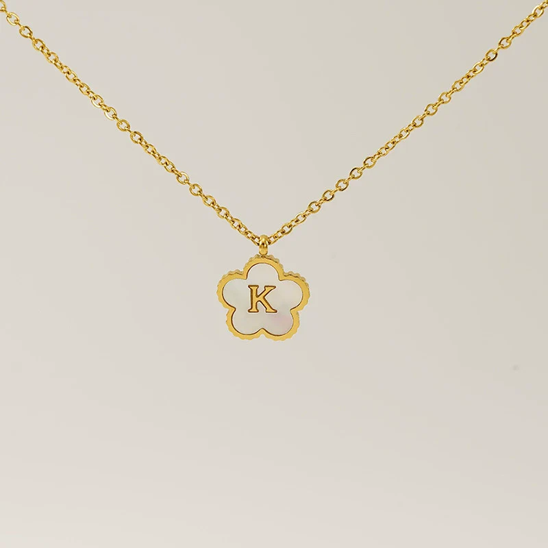 Wholesale 316L Stainless Steel And 316L Stainless Steel Letter And Five Leaf Clover Necklace With Electroplating Treatment - Image 16