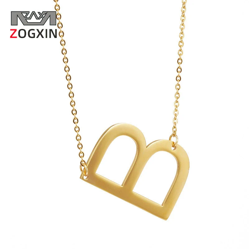 Wholesale 316L Stainless Steel And 316L Stainless Steel Letter Pendant Necklace For Women With Cross Chain And Electroplating Treatment