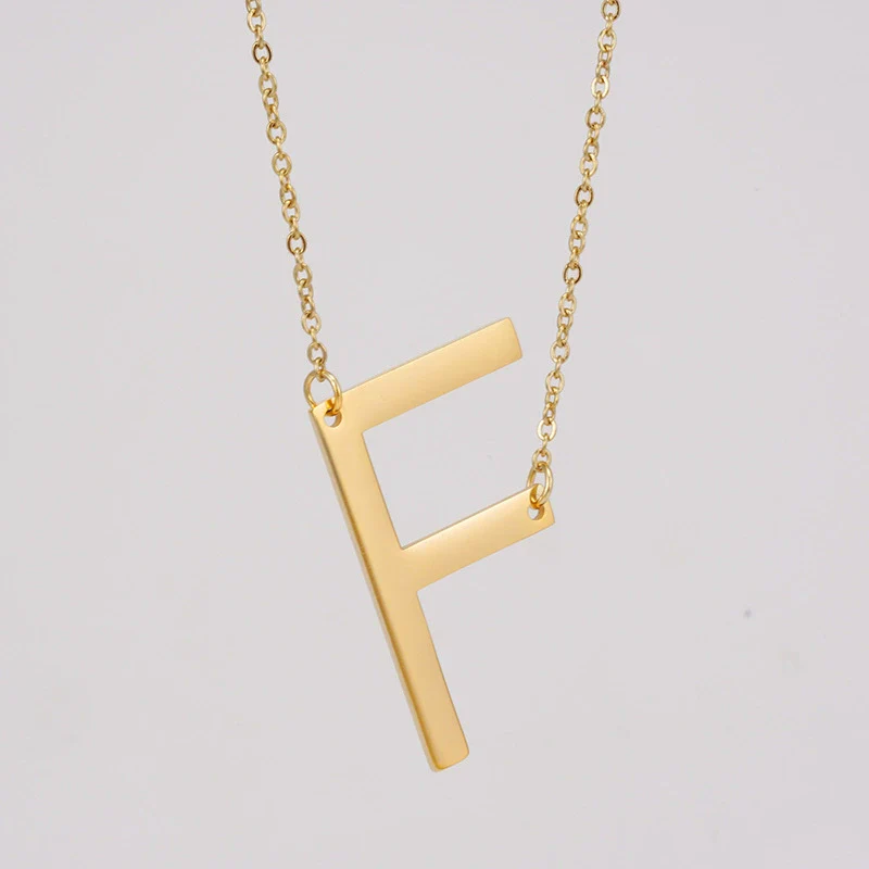Wholesale 316L Stainless Steel And 316L Stainless Steel Letter Pendant Necklace For Women With Cross Chain And Electroplating Treatment - Image 11