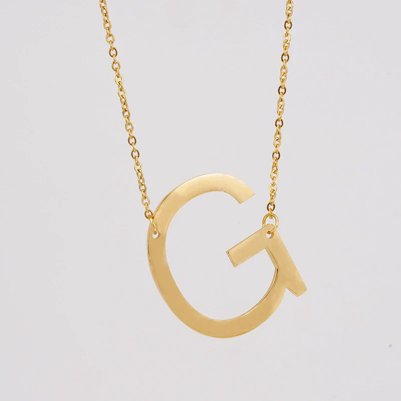 Wholesale 316L Stainless Steel And 316L Stainless Steel Letter Pendant Necklace For Women With Cross Chain And Electroplating Treatment - Image 12