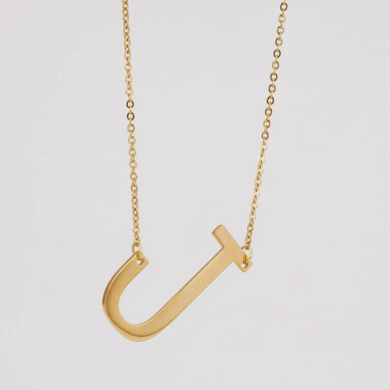 Wholesale 316L Stainless Steel And 316L Stainless Steel Letter Pendant Necklace For Women With Cross Chain And Electroplating Treatment - Image 15