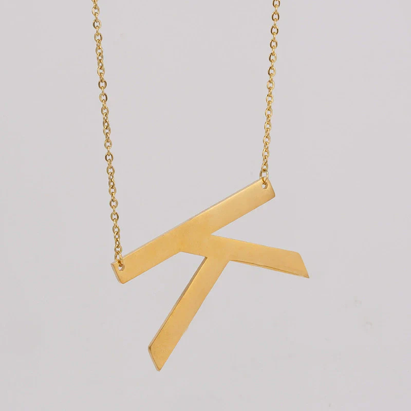 Wholesale 316L Stainless Steel And 316L Stainless Steel Letter Pendant Necklace For Women With Cross Chain And Electroplating Treatment - Image 16