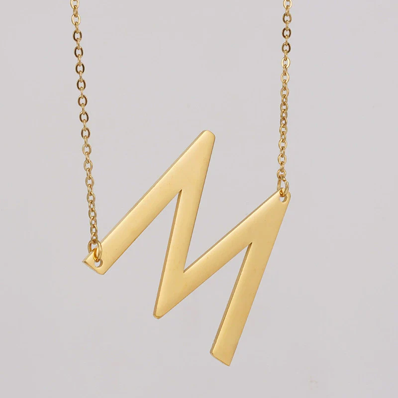 Wholesale 316L Stainless Steel And 316L Stainless Steel Letter Pendant Necklace For Women With Cross Chain And Electroplating Treatment - Image 18