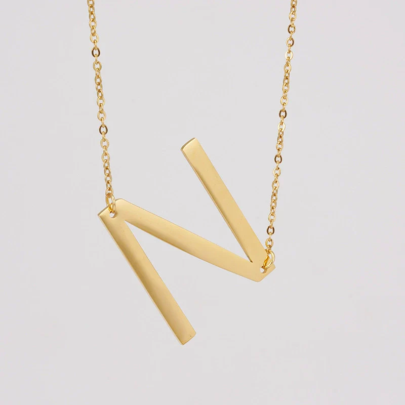Wholesale 316L Stainless Steel And 316L Stainless Steel Letter Pendant Necklace For Women With Cross Chain And Electroplating Treatment - Image 19