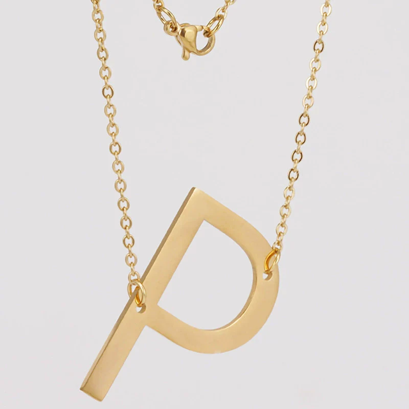 Wholesale 316L Stainless Steel And 316L Stainless Steel Letter Pendant Necklace For Women With Cross Chain And Electroplating Treatment - Image 21
