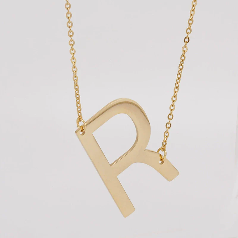 Wholesale 316L Stainless Steel And 316L Stainless Steel Letter Pendant Necklace For Women With Cross Chain And Electroplating Treatment - Image 23
