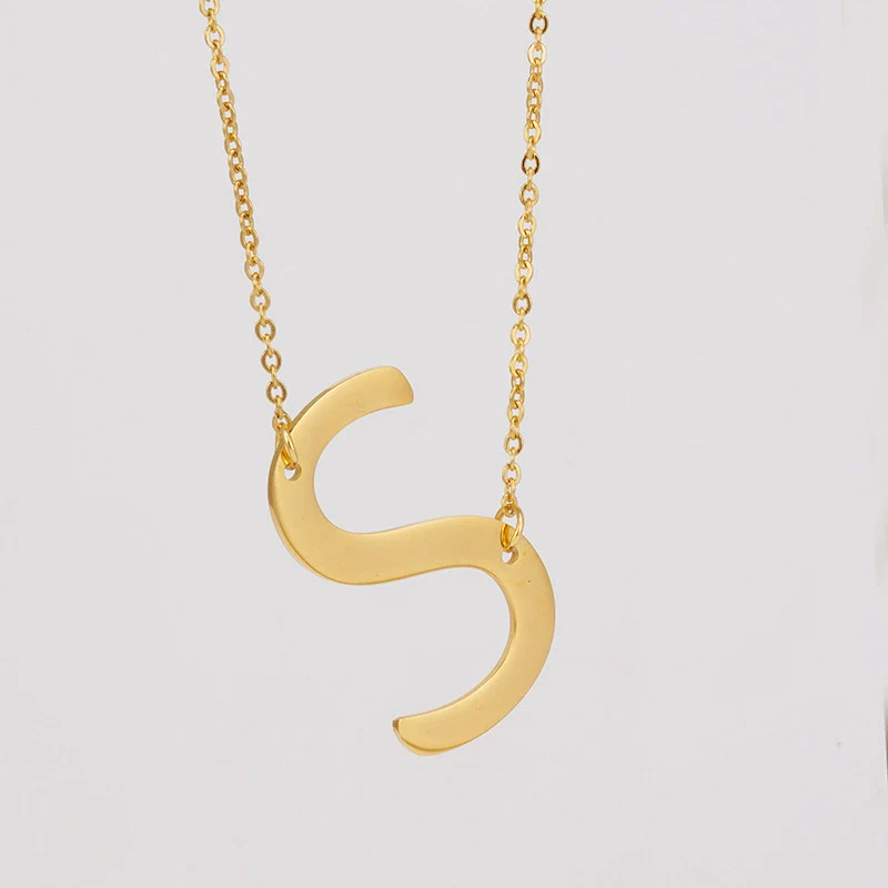 Wholesale 316L Stainless Steel And 316L Stainless Steel Letter Pendant Necklace For Women With Cross Chain And Electroplating Treatment - Image 24