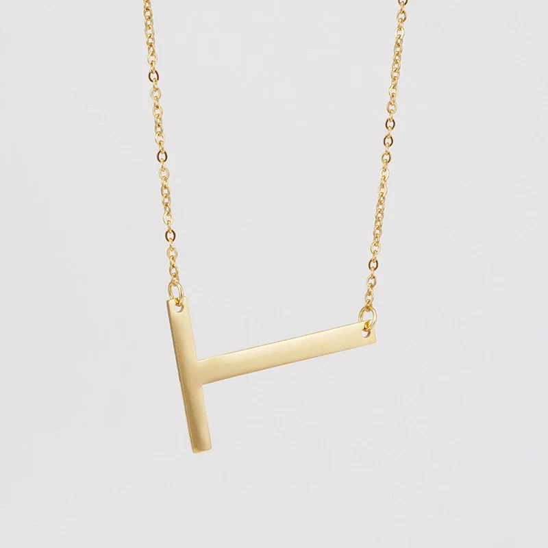 Wholesale 316L Stainless Steel And 316L Stainless Steel Letter Pendant Necklace For Women With Cross Chain And Electroplating Treatment - Image 25