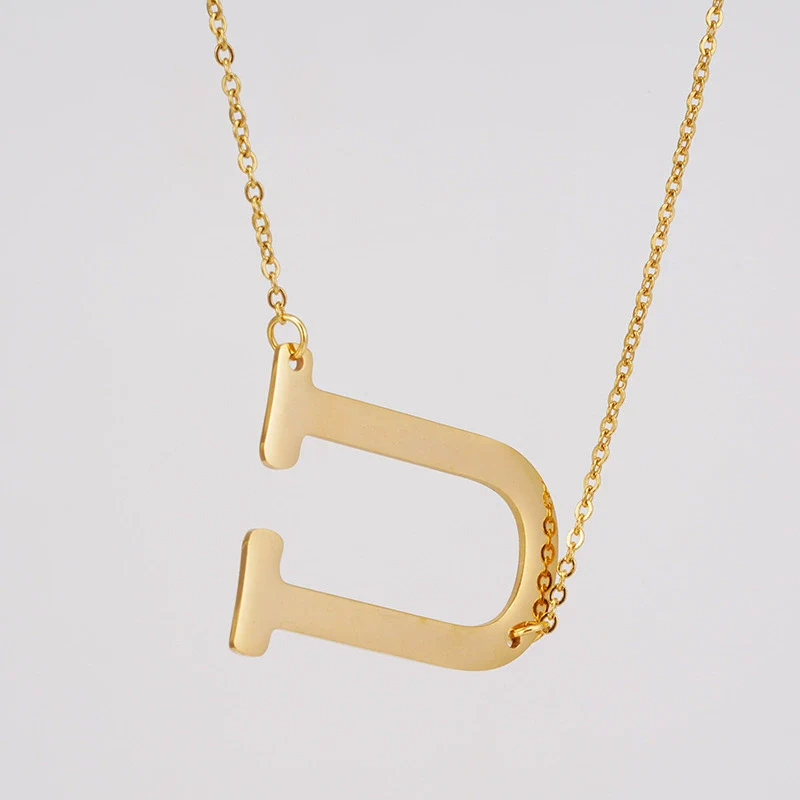 Wholesale 316L Stainless Steel And 316L Stainless Steel Letter Pendant Necklace For Women With Cross Chain And Electroplating Treatment - Image 26