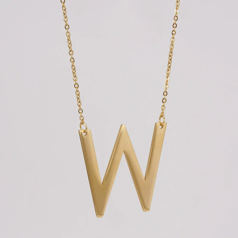 Wholesale 316L Stainless Steel And 316L Stainless Steel Letter Pendant Necklace For Women With Cross Chain And Electroplating Treatment - Image 28