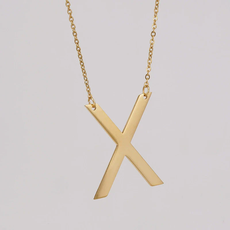 Wholesale 316L Stainless Steel And 316L Stainless Steel Letter Pendant Necklace For Women With Cross Chain And Electroplating Treatment - Image 29