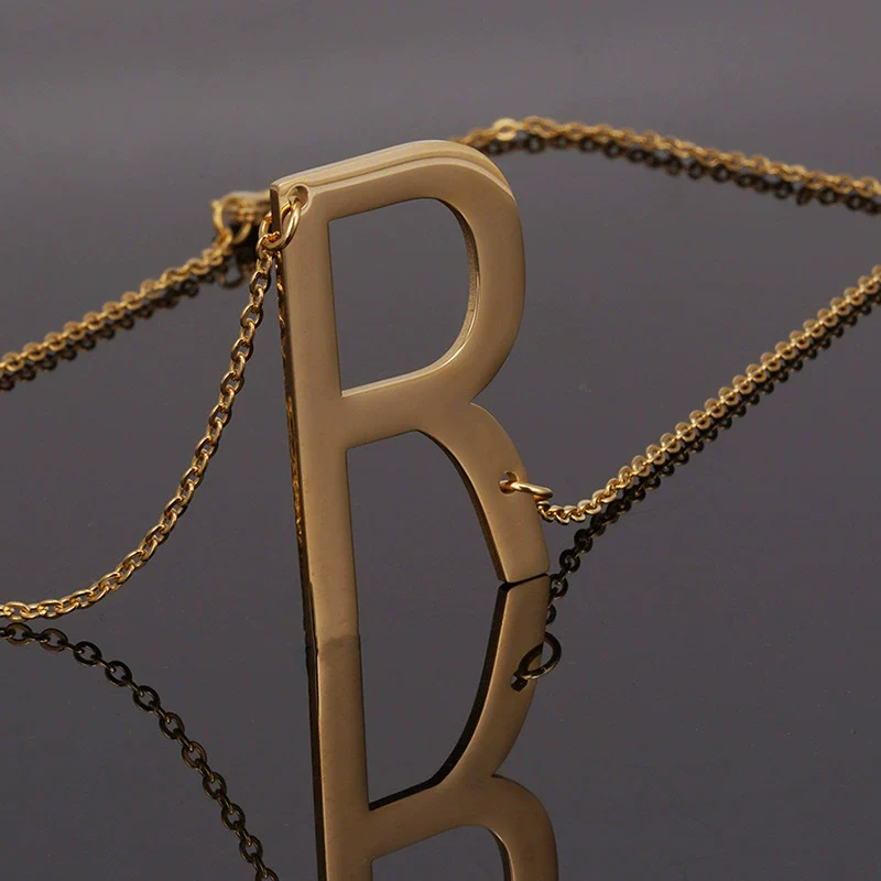 Wholesale 316L Stainless Steel And 316L Stainless Steel Letter Pendant Necklace For Women With Cross Chain And Electroplating Treatment - Image 3