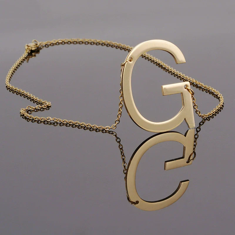 Wholesale 316L Stainless Steel And 316L Stainless Steel Letter Pendant Necklace For Women With Cross Chain And Electroplating Treatment - Image 4