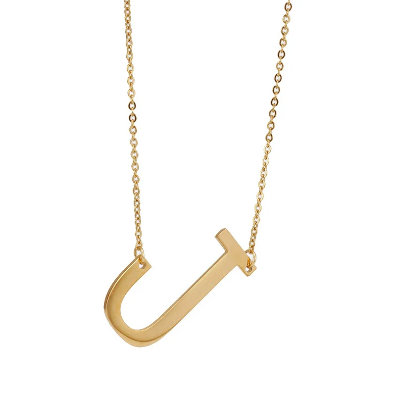 Wholesale 316L Stainless Steel And 316L Stainless Steel Letter Pendant Necklace For Women With Cross Chain And Electroplating Treatment - Image 5