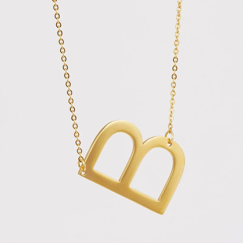 Wholesale 316L Stainless Steel And 316L Stainless Steel Letter Pendant Necklace For Women With Cross Chain And Electroplating Treatment - Image 7