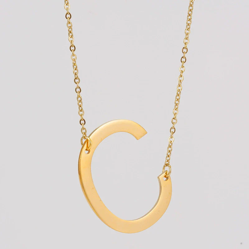 Wholesale 316L Stainless Steel And 316L Stainless Steel Letter Pendant Necklace For Women With Cross Chain And Electroplating Treatment - Image 8