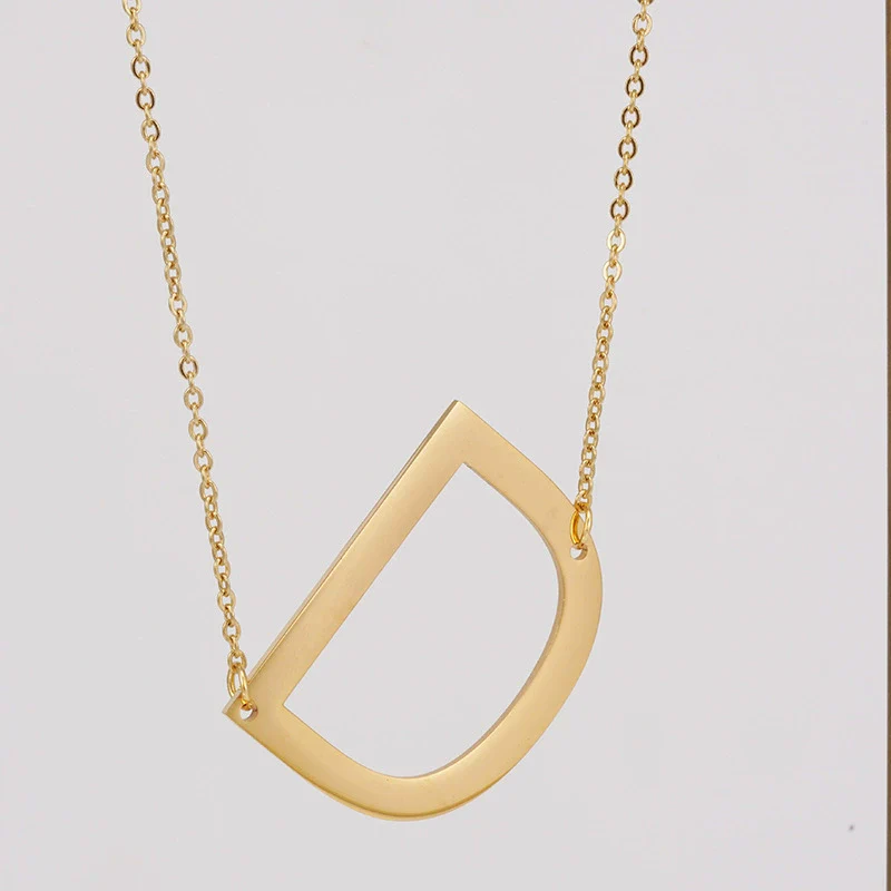 Wholesale 316L Stainless Steel And 316L Stainless Steel Letter Pendant Necklace For Women With Cross Chain And Electroplating Treatment - Image 9