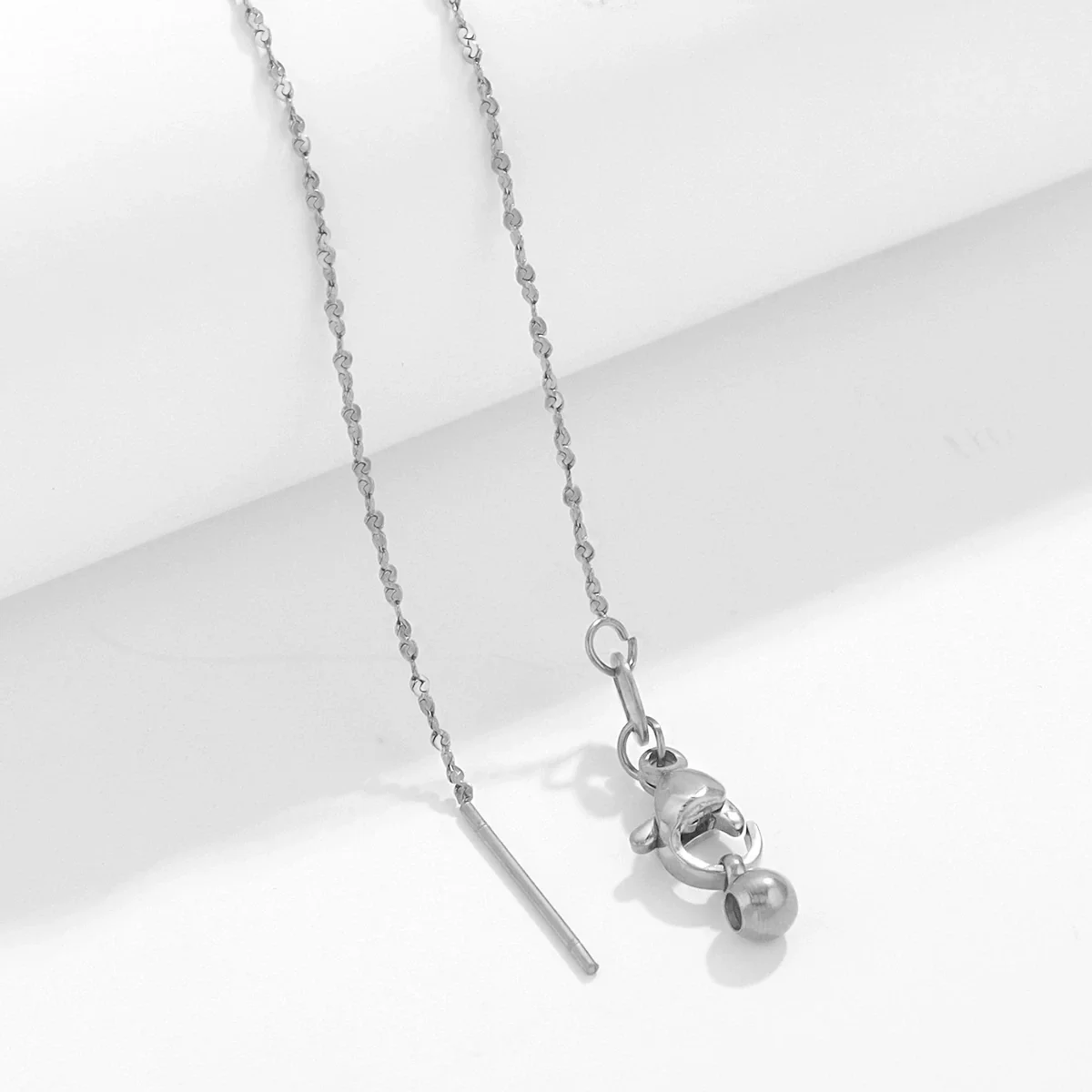 Wholesale Stainless Steel And Titanium Steel Ochain Clavicle Necklace With Geometric Beaded Pendant And Real Gold Plating For Women - Image 12