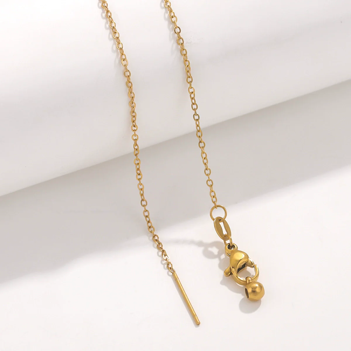 Wholesale Stainless Steel And Titanium Steel Ochain Clavicle Necklace With Geometric Beaded Pendant And Real Gold Plating For Women - Image 15