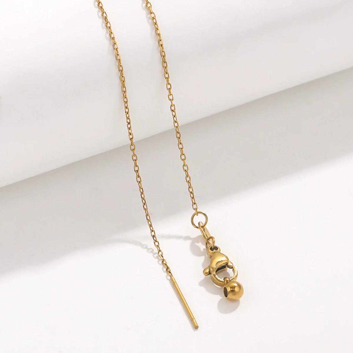 Wholesale Stainless Steel And Titanium Steel Ochain Clavicle Necklace With Geometric Beaded Pendant And Real Gold Plating For Women - Image 16