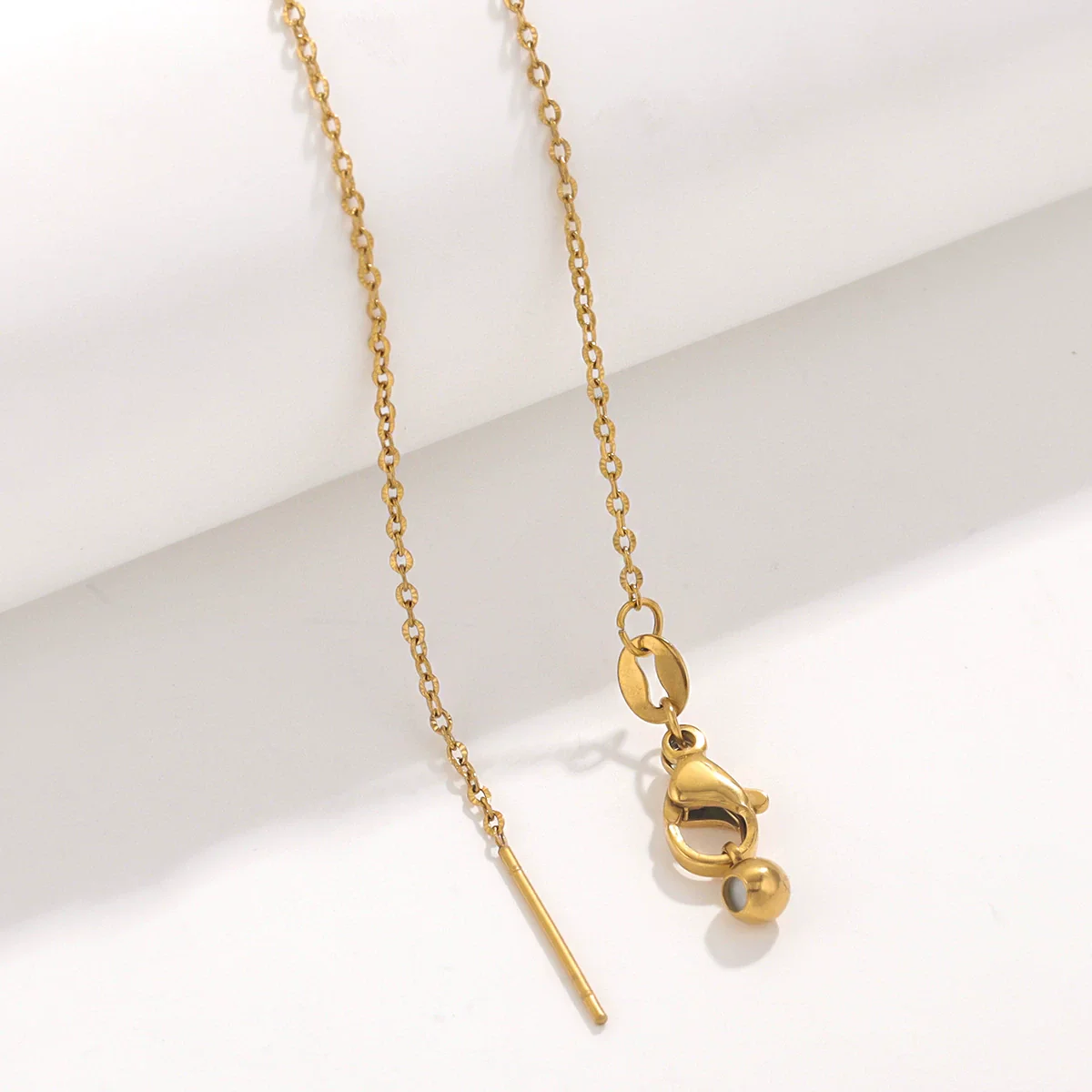 Wholesale Stainless Steel And Titanium Steel Ochain Clavicle Necklace With Geometric Beaded Pendant And Real Gold Plating For Women - Image 18
