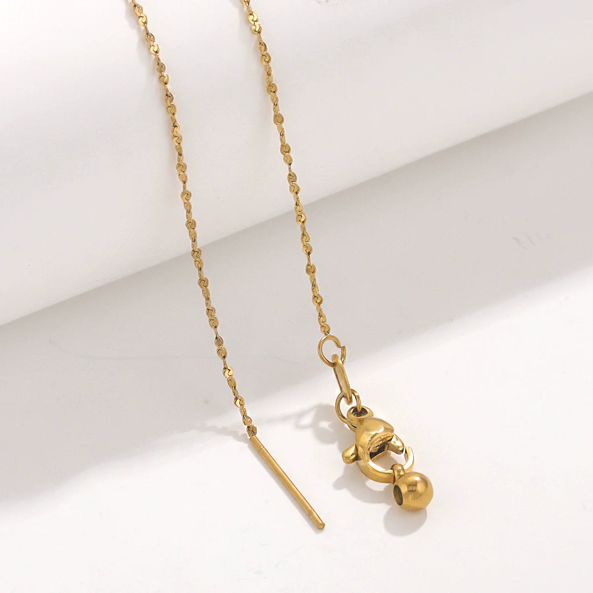 Wholesale Stainless Steel And Titanium Steel Ochain Clavicle Necklace With Geometric Beaded Pendant And Real Gold Plating For Women - Image 19