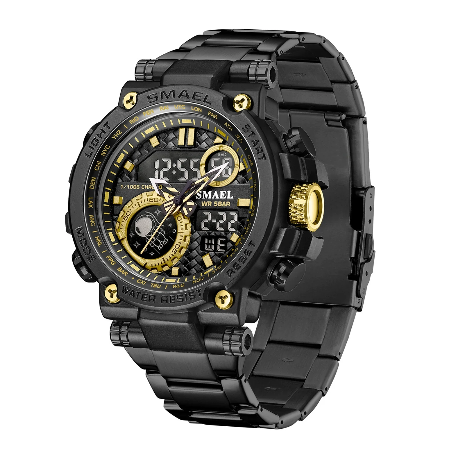 Wholesale Stainless Steel Belt Men's Multifunctional Electronic Quartz Watch With Dual Time Calendar And Round Dial Waterproof And Leisure Style - Image 6