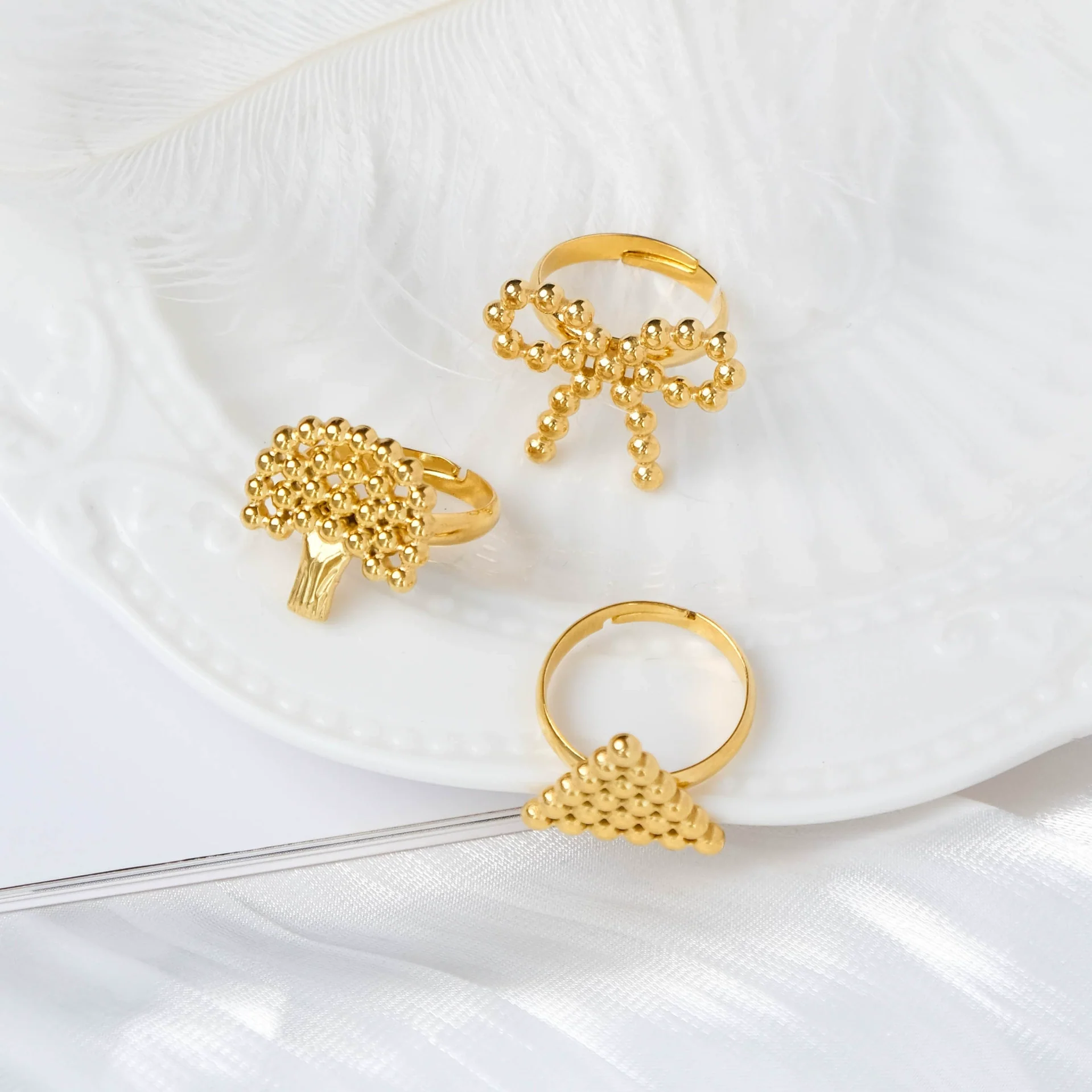 Wholesale Stainless Steel Bow Ring Electroplated Fashion Jewelry For Women
