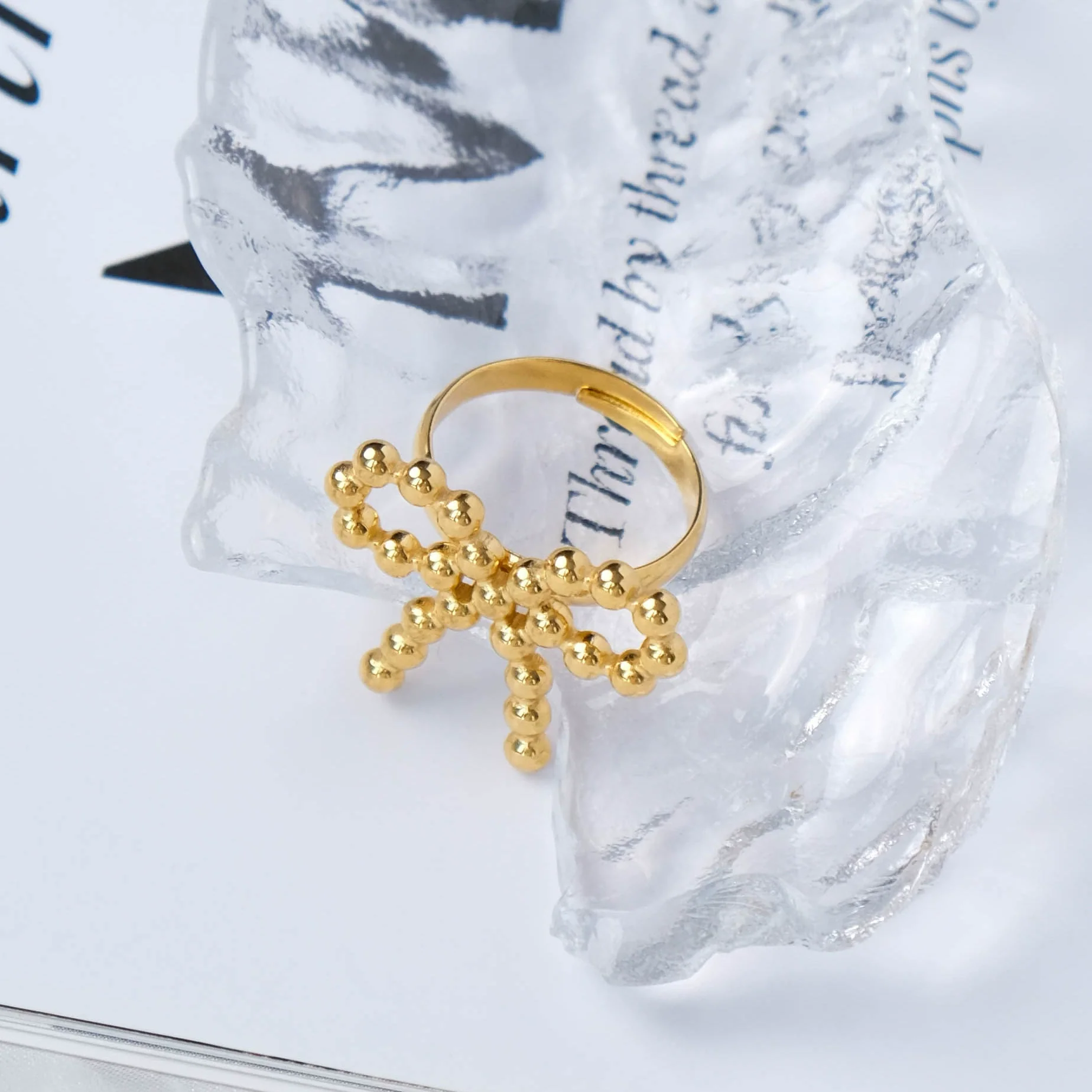 Wholesale Stainless Steel Bow Ring Electroplated Fashion Jewelry For Women - Image 2