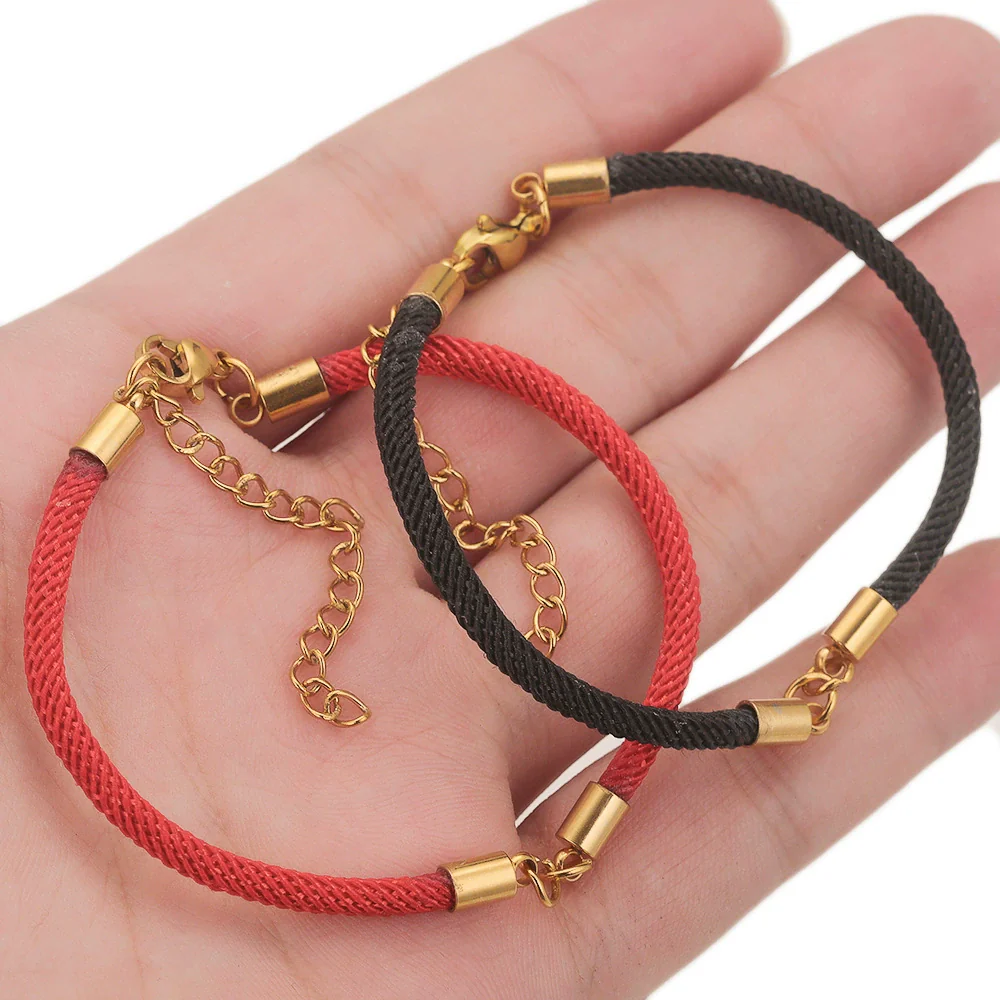 Wholesale Stainless Steel Braided Rope Connector Bracelet Jewelry Making Supplies With Electroplating Treatment - Image 4