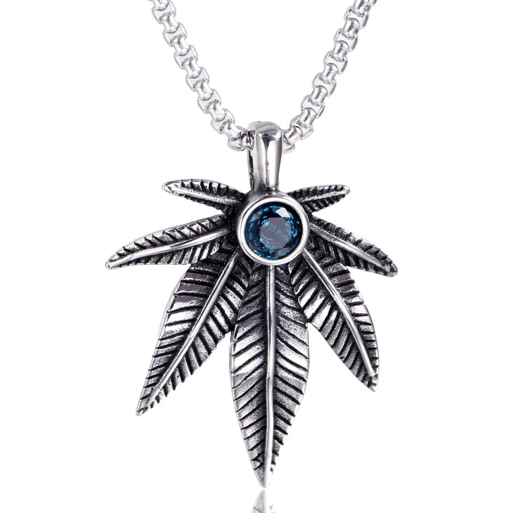 Wholesale Stainless Steel Casting Maple Leaf Pendant Necklace Jewelry