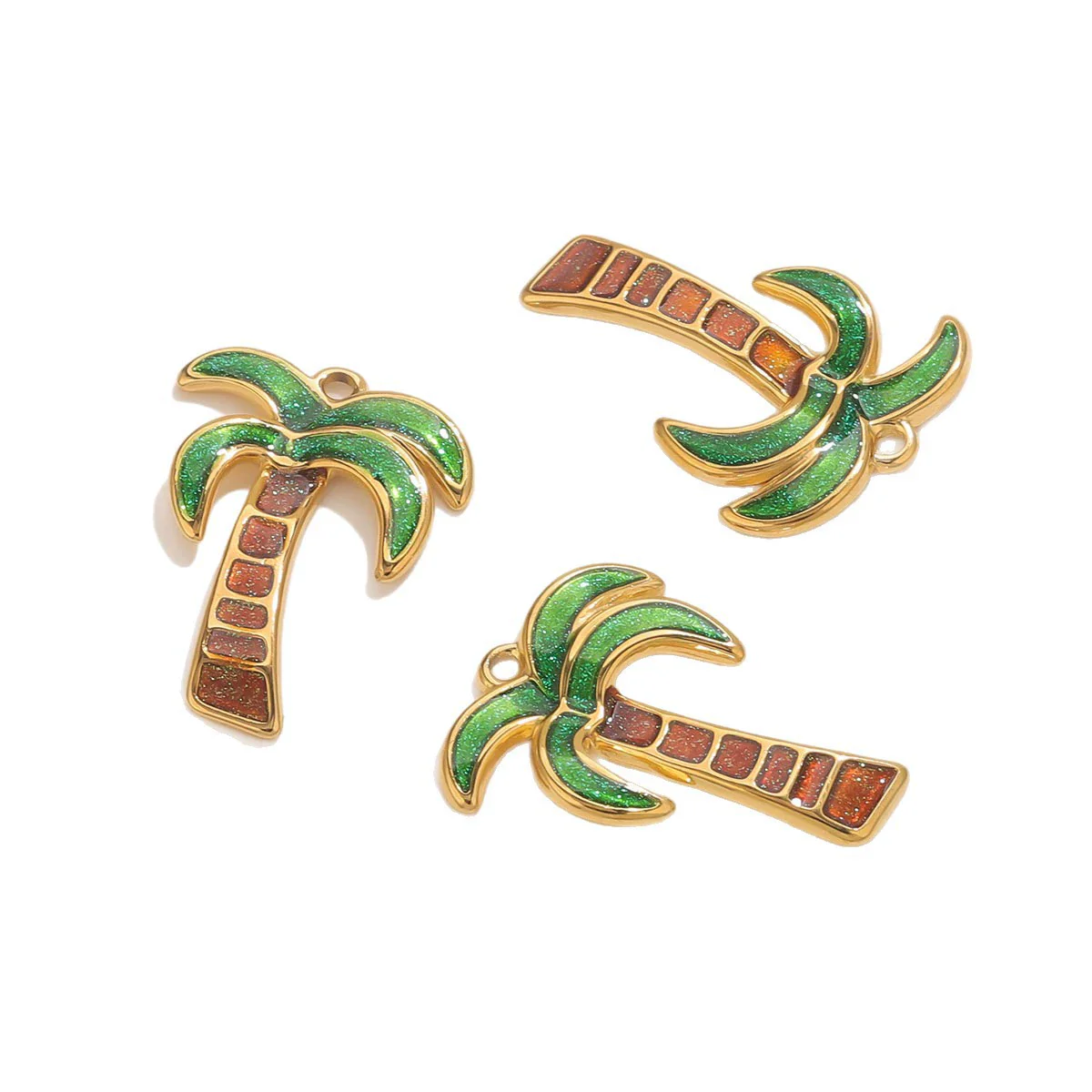 Wholesale Stainless Steel Coconut Tree Dripping Oil Style Jewelry Accessories Earrings Pendant - Image 5