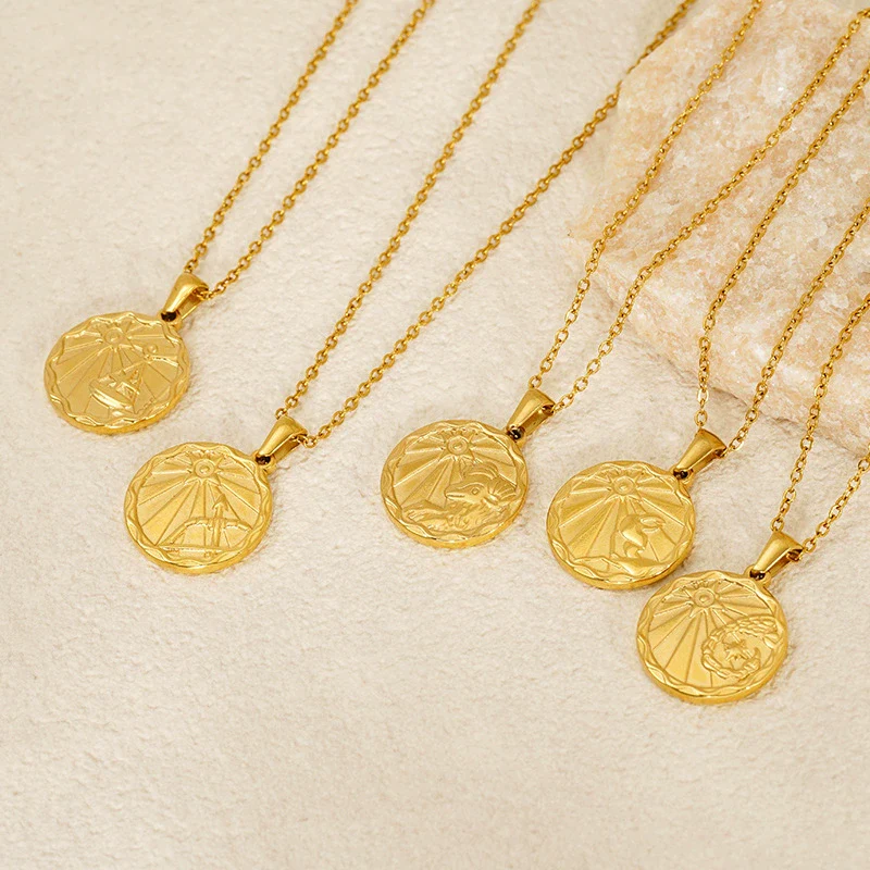 Wholesale 316L Stainless Steel Constellation Pendant Necklace With Electroplating And Cross Chain - Image 2