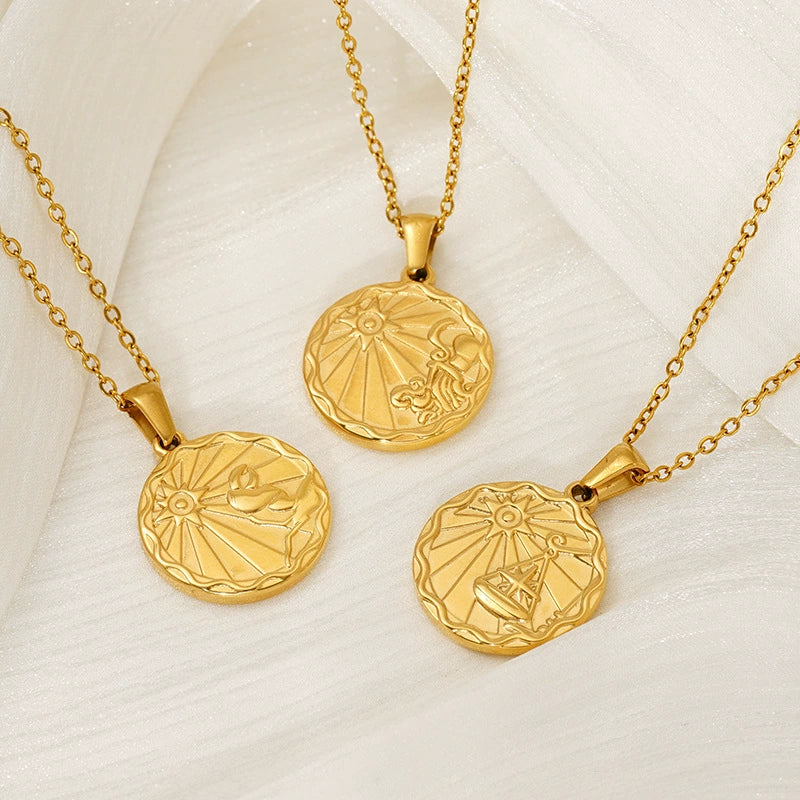 Wholesale 316L Stainless Steel Constellation Pendant Necklace With Electroplating And Cross Chain - Image 3