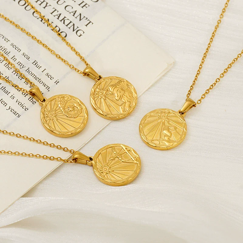 Wholesale 316L Stainless Steel Constellation Pendant Necklace With Electroplating And Cross Chain - Image 4
