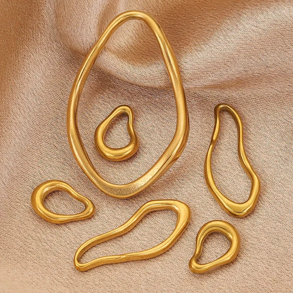 Wholesale Stainless Steel Creative Oval Geometric Twisted Hydraulic Earrings Jewelry Accessories - Image 3