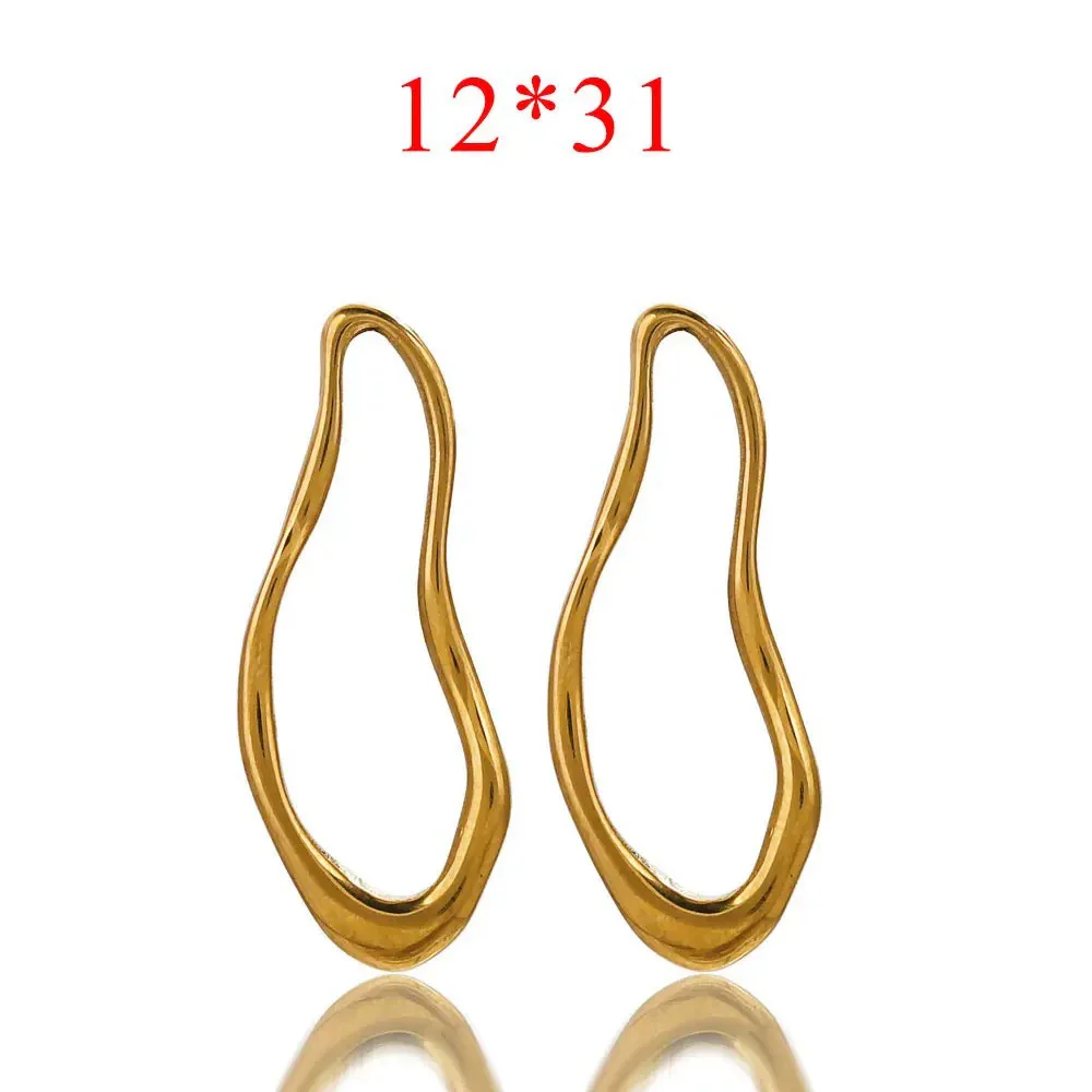 Wholesale Stainless Steel Creative Oval Geometric Twisted Hydraulic Earrings Jewelry Accessories - Image 4