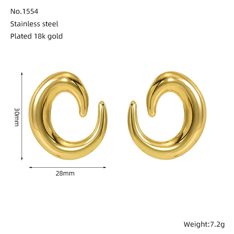 Wholesale 316L Stainless Steel Cshaped Retro Style Electroplated Women's Earrings - Image 5