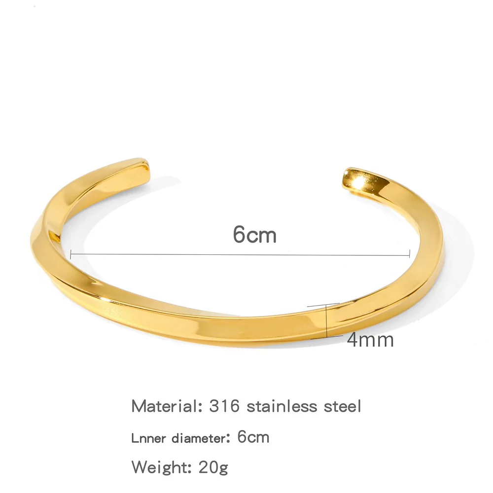 Wholesale Stainless Steel Cshaped Spiral Twist Joker Geometric Electroplated Fashion Commuter Summer Bracelet - Image 6