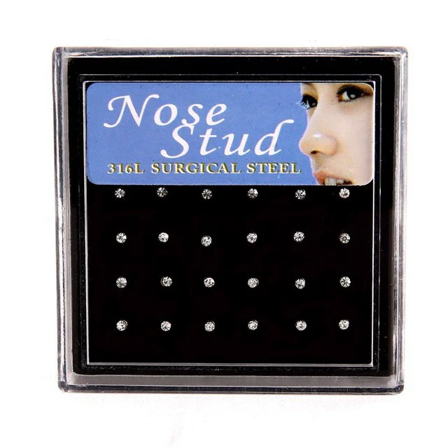 Wholesale Stainless Steel Diamond Round Nose Ring Body Piercing Jewelry Unisex - Image 6