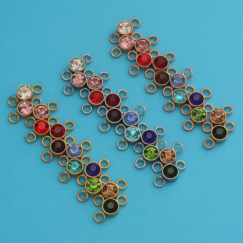 Wholesale Stainless Steel Double Ring Pendant Diy Jewelry Accessories With Smooth Pattern And Electroplating Treatment For December Birthday Stone