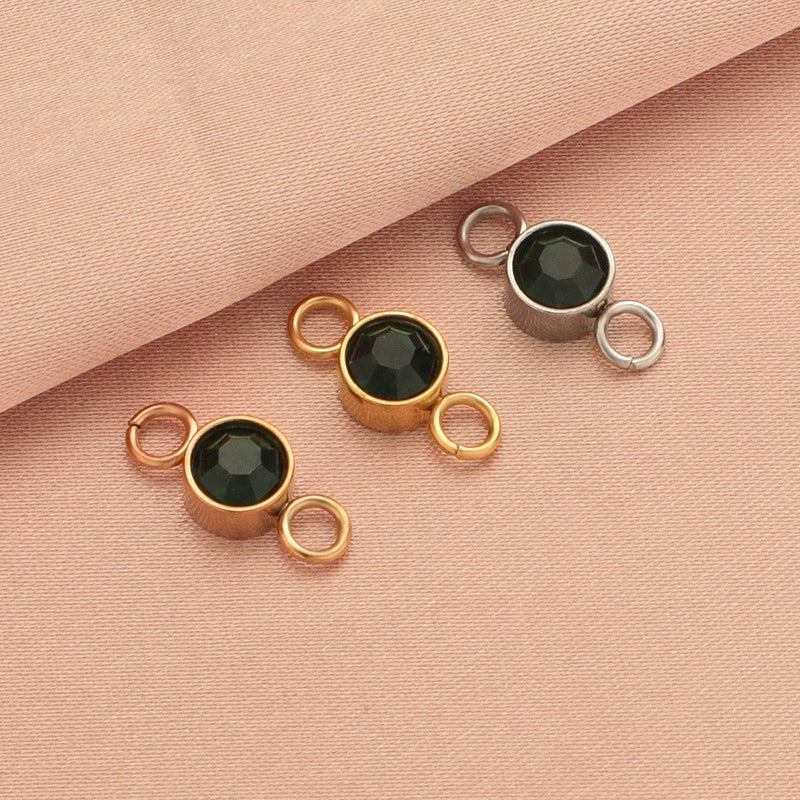 Wholesale Stainless Steel Double Ring Pendant Diy Jewelry Accessories With Smooth Pattern And Electroplating Treatment For December Birthday Stone - Image 10