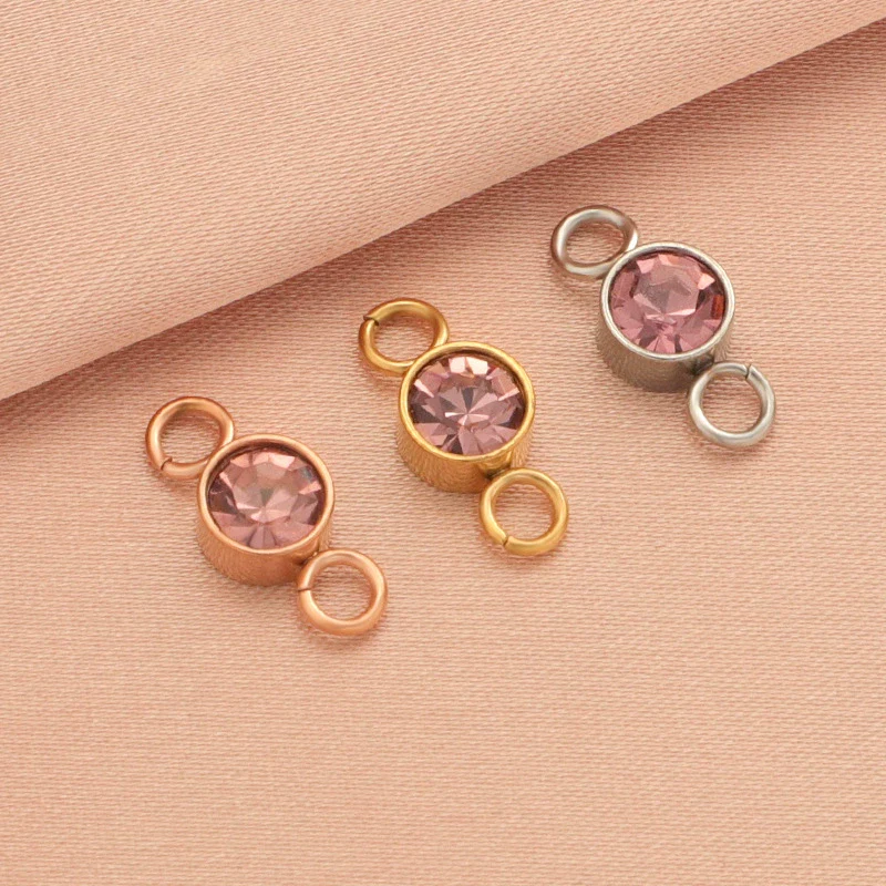 Wholesale Stainless Steel Double Ring Pendant Diy Jewelry Accessories With Smooth Pattern And Electroplating Treatment For December Birthday Stone - Image 11