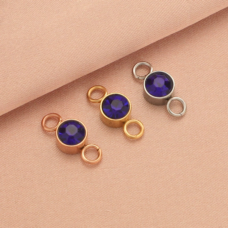Wholesale Stainless Steel Double Ring Pendant Diy Jewelry Accessories With Smooth Pattern And Electroplating Treatment For December Birthday Stone - Image 14