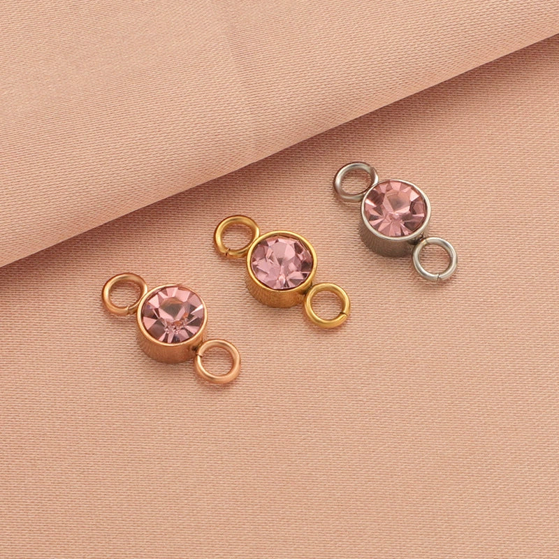 Wholesale Stainless Steel Double Ring Pendant Diy Jewelry Accessories With Smooth Pattern And Electroplating Treatment For December Birthday Stone - Image 15