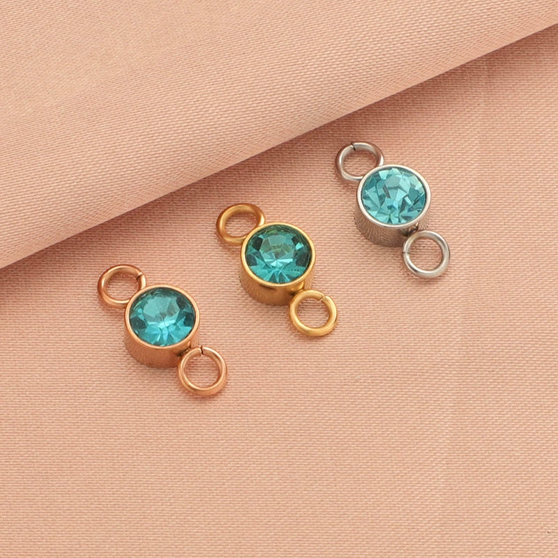 Wholesale Stainless Steel Double Ring Pendant Diy Jewelry Accessories With Smooth Pattern And Electroplating Treatment For December Birthday Stone - Image 17